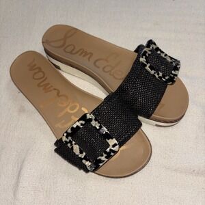 Sam Edelman Ariane Black Basket Weave Slide Sandals Shoes Women's Size 6